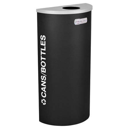 EX-CELL KAISER 8 gal Semicircular Waste Receptacle, Silver, Black RC-KDHR-C BLX